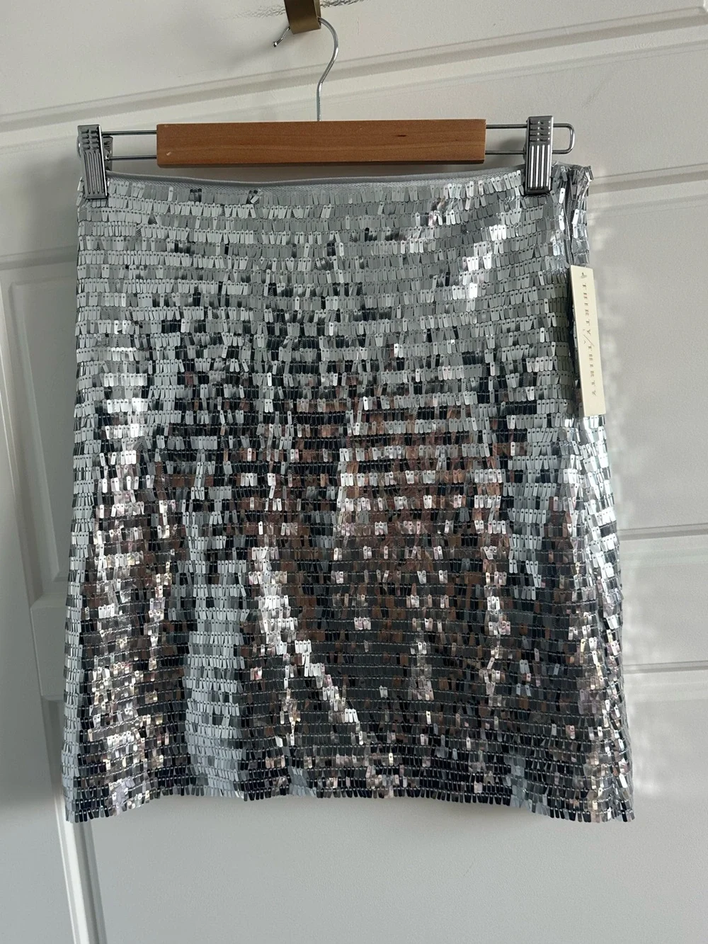 NWT Thirty Thirty LA Silver Sequin Mini Skirt